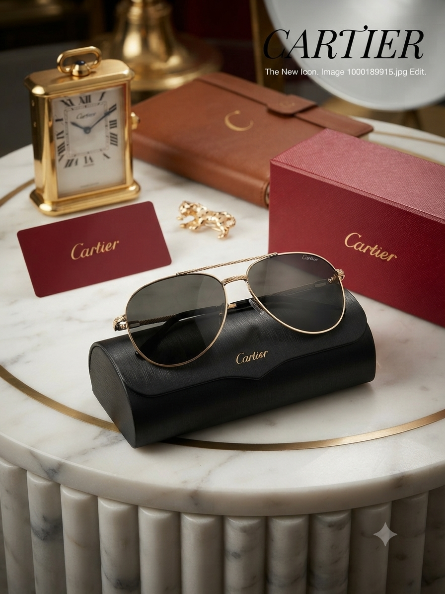 عینک آفتابی مردانه cartier یووی ۴۰۰ دسته فلز